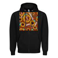 Black football leopard sunflower seamless pattern Zipper Hoodie - JahusDesignShop