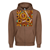 Chestnut football leopard sunflower seamless pattern Zipper Hoodie - JahusDesignShop