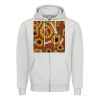 Dove Grey football leopard sunflower seamless pattern Zipper Hoodie - JahusDesignShop