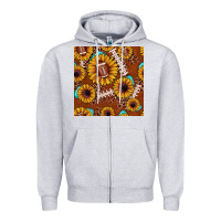 Heather Grey football leopard sunflower seamless pattern Zipper Hoodie - JahusDesignShop