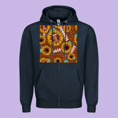 Football Leopard Sunflower Seamless Pattern Zipper Hoodie Designed By Jahusdesignshop