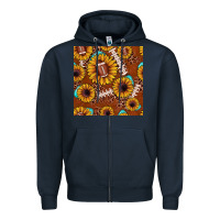 Navy football leopard sunflower seamless pattern Zipper Hoodie - JahusDesignShop