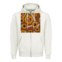 Oatmeal Heather football leopard sunflower seamless pattern Zipper Hoodie - JahusDesignShop
