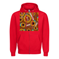 Red football leopard sunflower seamless pattern Zipper Hoodie - JahusDesignShop