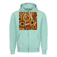 Seafoam football leopard sunflower seamless pattern Zipper Hoodie - JahusDesignShop