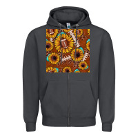 Smoke football leopard sunflower seamless pattern Zipper Hoodie - JahusDesignShop