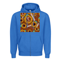 True Royal football leopard sunflower seamless pattern Zipper Hoodie - JahusDesignShop