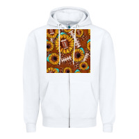 White football leopard sunflower seamless pattern Zipper Hoodie - JahusDesignShop
