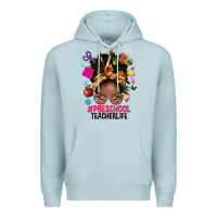 Blue Mist preschool teacher life afro messy bun Premium Hoodie - NancyCooperArtShop