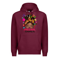 Burgundy preschool teacher life afro messy bun Premium Hoodie - NancyCooperArtShop