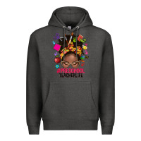 Charcoal Heather preschool teacher life afro messy bun Premium Hoodie - NancyCooperArtShop