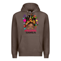 Coffee preschool teacher life afro messy bun Premium Hoodie - NancyCooperArtShop