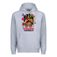 Heather Grey preschool teacher life afro messy bun Premium Hoodie - NancyCooperArtShop