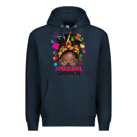 Navy preschool teacher life afro messy bun Premium Hoodie - NancyCooperArtShop