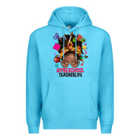 Ocean Blue preschool teacher life afro messy bun Premium Hoodie - NancyCooperArtShop