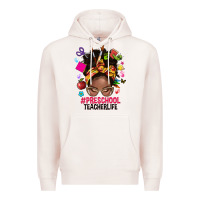 Pale Pink preschool teacher life afro messy bun Premium Hoodie - NancyCooperArtShop