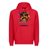 Red preschool teacher life afro messy bun Premium Hoodie - NancyCooperArtShop