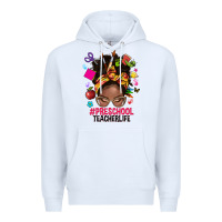 White preschool teacher life afro messy bun Premium Hoodie - NancyCooperArtShop