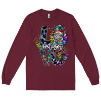 Burgundy love autism Long Sleeve Tee - SublimationCraftShop