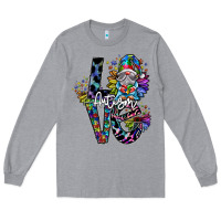 Heather Grey love autism Long Sleeve Tee - SublimationCraftShop