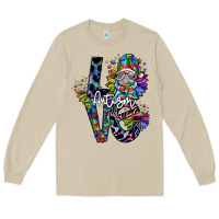 Mushroom love autism Long Sleeve Tee - SublimationCraftShop