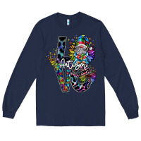 Navy love autism Long Sleeve Tee - SublimationCraftShop