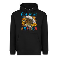 Black God Bless America Heavyweight Hoodie - LillyAllenDesigns