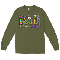 Army Green happy easter nurse Long Sleeve Tee - Neo Western