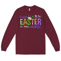 Burgundy happy easter nurse Long Sleeve Tee - Neo Western