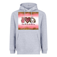 Heather Grey peace love shih tzu Heavyweight Hoodie - Jasminsmagicworld