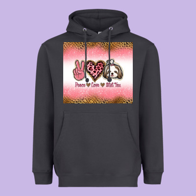 Peace Love Shih Tzu Heavyweight Hoodie Designed By Jasminsmagicworld