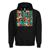 Black football turquoise cowhide sunflower seamless pattern Zipper Hoodie - JahusDesignShop