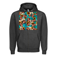 Charcoal Heather football turquoise cowhide sunflower seamless pattern Zipper Hoodie - JahusDesignShop