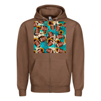 Chestnut football turquoise cowhide sunflower seamless pattern Zipper Hoodie - JahusDesignShop