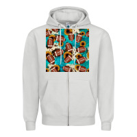 Dove Grey football turquoise cowhide sunflower seamless pattern Zipper Hoodie - JahusDesignShop