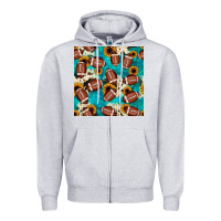 Heather Grey football turquoise cowhide sunflower seamless pattern Zipper Hoodie - JahusDesignShop