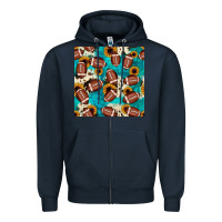 Navy football turquoise cowhide sunflower seamless pattern Zipper Hoodie - JahusDesignShop