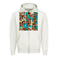 Oatmeal Heather football turquoise cowhide sunflower seamless pattern Zipper Hoodie - JahusDesignShop