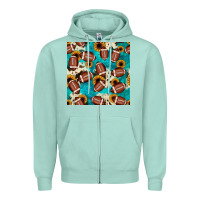 Seafoam football turquoise cowhide sunflower seamless pattern Zipper Hoodie - JahusDesignShop