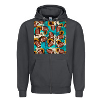 Smoke football turquoise cowhide sunflower seamless pattern Zipper Hoodie - JahusDesignShop