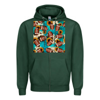 Sports Green football turquoise cowhide sunflower seamless pattern Zipper Hoodie - JahusDesignShop