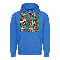 True Royal football turquoise cowhide sunflower seamless pattern Zipper Hoodie - JahusDesignShop