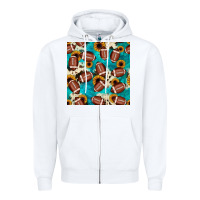 White football turquoise cowhide sunflower seamless pattern Zipper Hoodie - JahusDesignShop