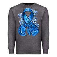 Charcoal Heather blueribbon with boxing gloves Premium Sweatshirt - NancyCooperArtShop