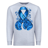 Heather Grey blueribbon with boxing gloves Premium Sweatshirt - NancyCooperArtShop