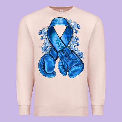 Blueribbon With Boxing Gloves Premium Sweatshirt Designed By Nancycooperartshop