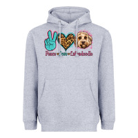 Heather Grey peace love labradoodle Heavyweight Hoodie - Jasminsmagicworld