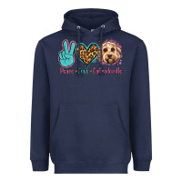 Navy peace love labradoodle Heavyweight Hoodie - Jasminsmagicworld
