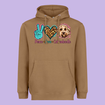 Peace Love Labradoodle Heavyweight Hoodie Designed By Jasminsmagicworld