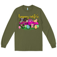 Army Green happy easter truck with farm animal Long Sleeve Tee - Neo Western